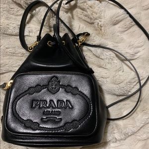 Prada Black Leather Bucket Bag